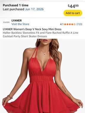 Red V neck mini dress